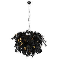 HÄNGELEUCHTE Blätter Schwarz Gold - Schwarz, Metall (70/70/150cm)