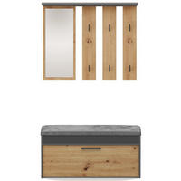 FLURMÖBEL-SET Parmani Artisan Eiche / Anthrazit - Eichefarben/Schwarz, Holzwerkstoff/Metall (100/180/35cm) - Selsey