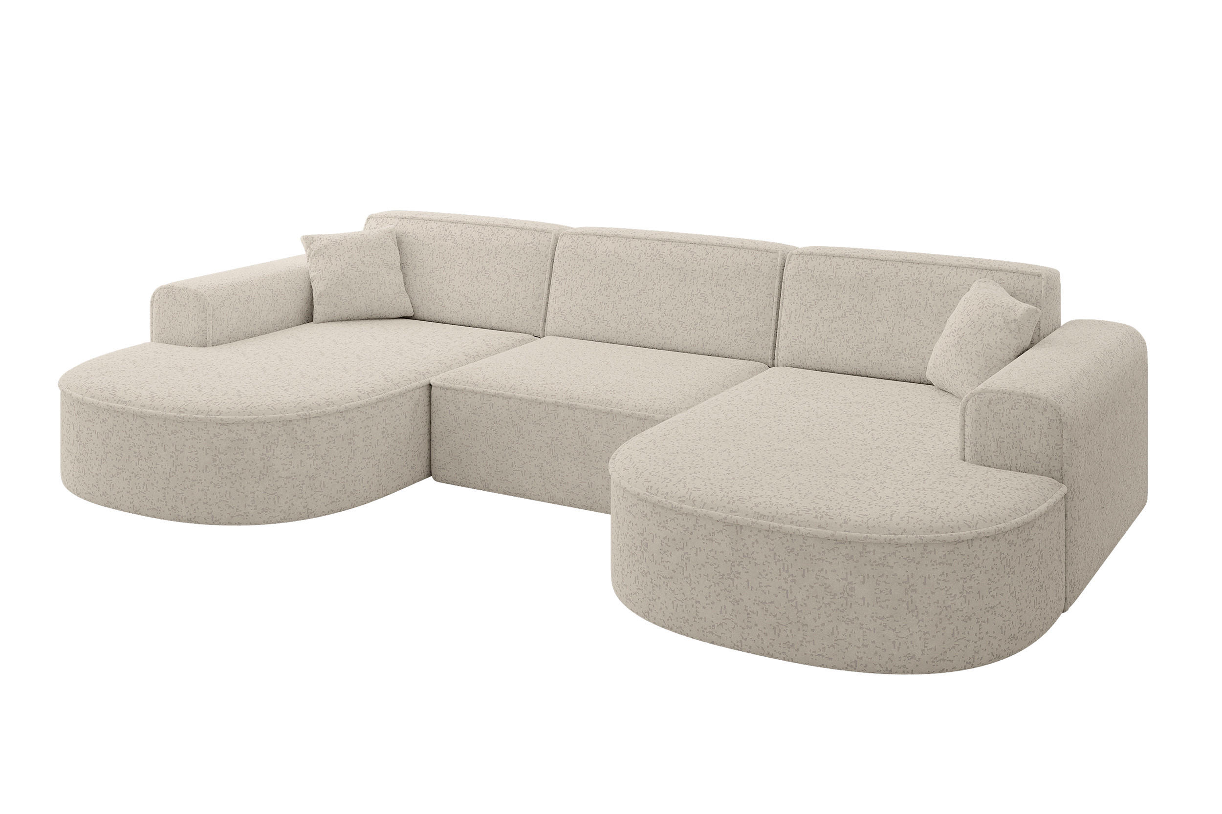 WOHNLANDSCHAFT MARI-U1 - 303x171x79 cm Beige Tissu - Beige/Schwarz, Holzwerkstoff/Kunststoff (303/79/171cm) - ALTDECOR