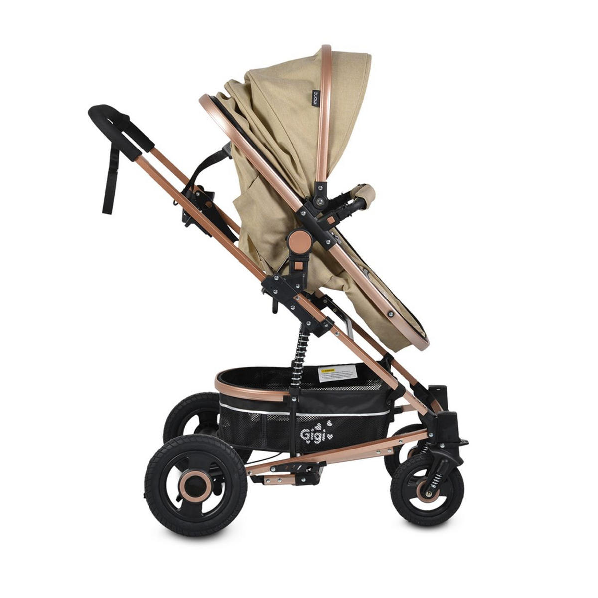 KINDERWAGEN Gigi beige Sportsitz Wickeltasche Getränkehalter - Beige, Metall (94/63/103cm) - Moni