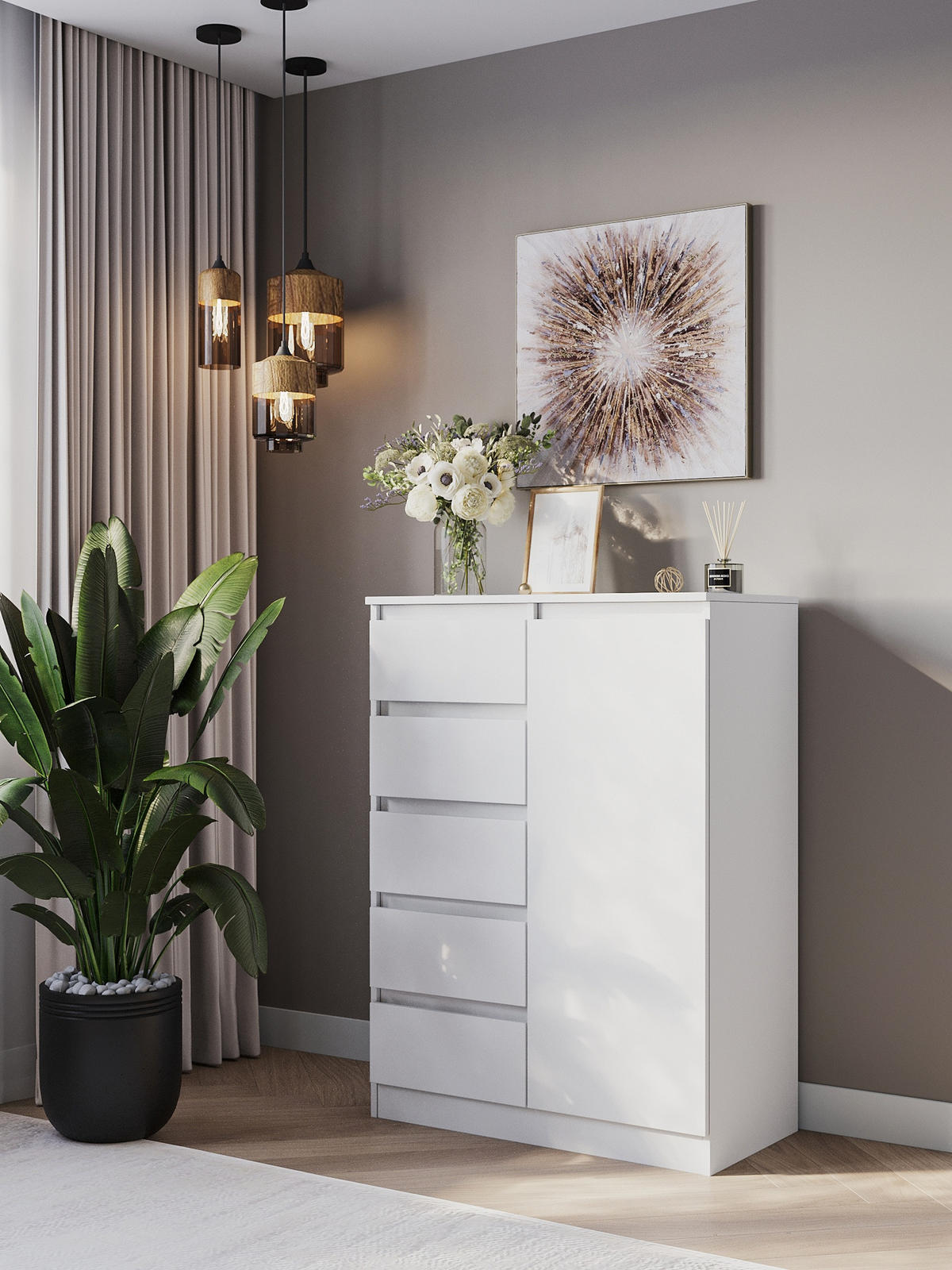 KOMMODE Weiß 83/114/43 - Weiß, Holzwerkstoff (83/114/43cm) - RAUMHIRSCH FURNITURE