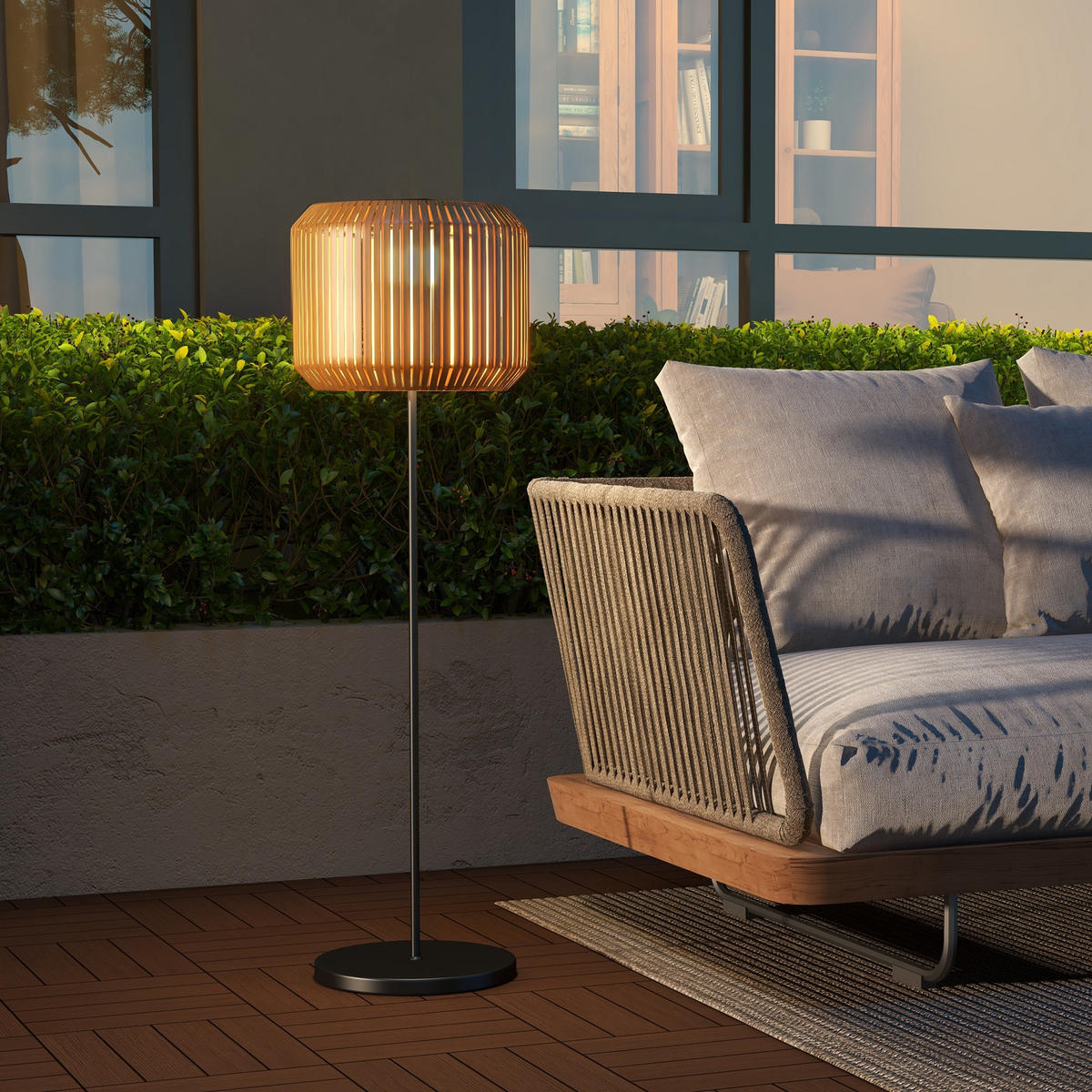 RATTAN Solarlampe, für Garten, Rasen, Stahl, Gelb - Gelb, Kunststoff (34/130/34cm) - Outsunny