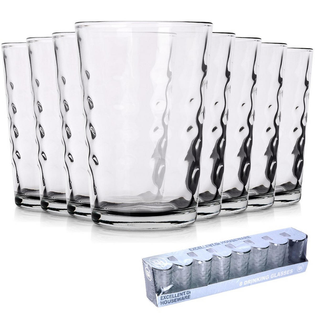 TRINKGLAS-SET Relief 8er-Pack transparent - Klar, Glas - Excellent Houseware