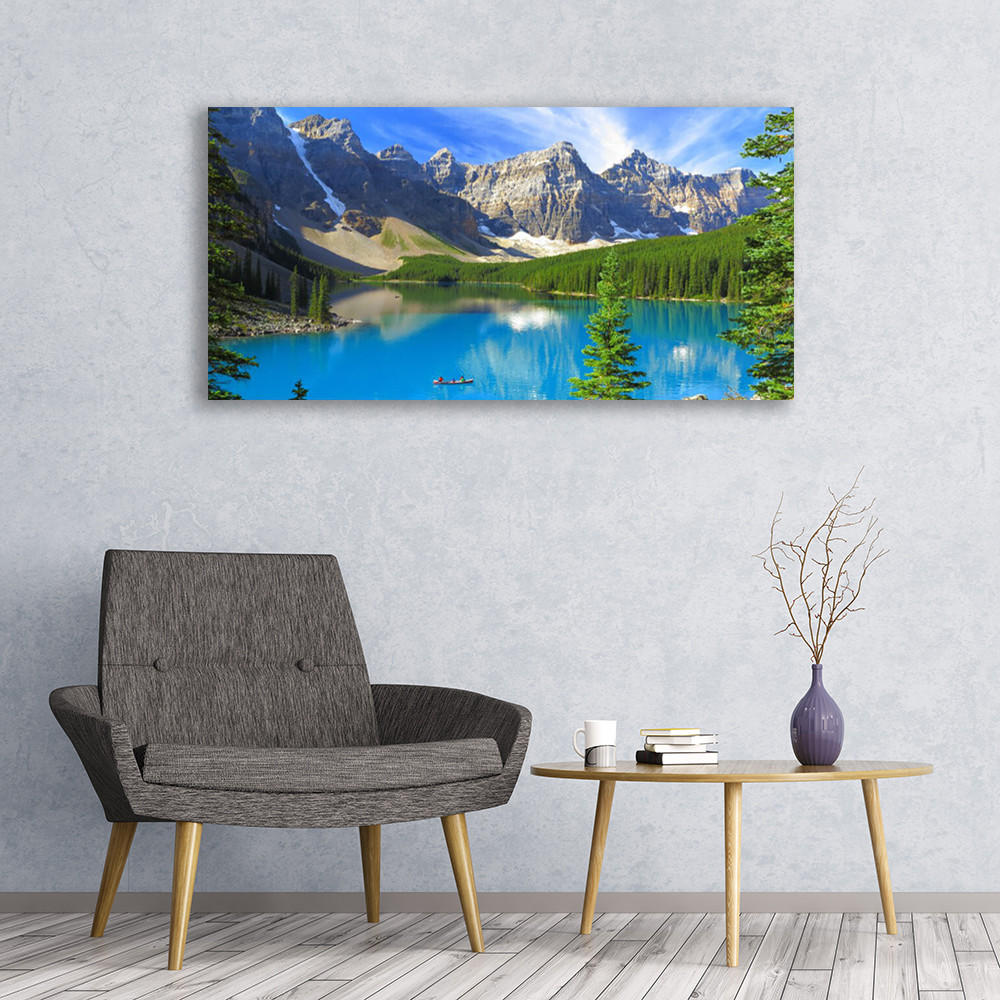 LEINWANDBILD 120x60 cm Berglandschaft - Blau/Grau, Textil (120/4cm) - TULUP