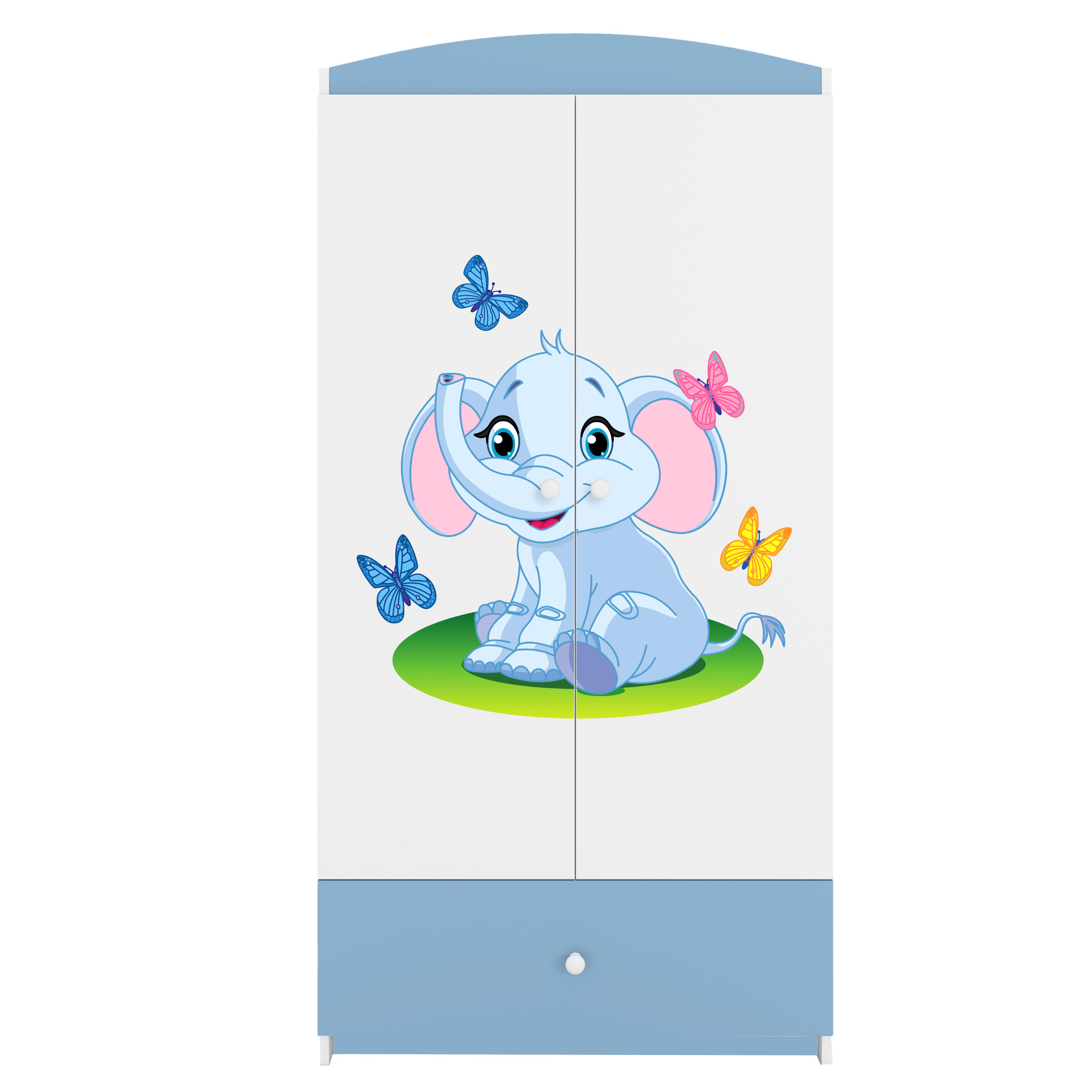 KINDERKLEIDERSCHRANK Elefant 90/175/52 - Blau, Holzwerkstoff (90/175/52cm) - Kocot Kids