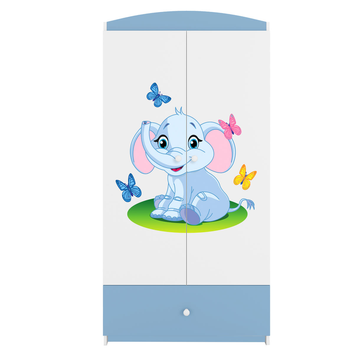 KINDERKLEIDERSCHRANK Elefant 90/175/52 - Blau, Holzwerkstoff (90/175/52cm) - Kocot Kids