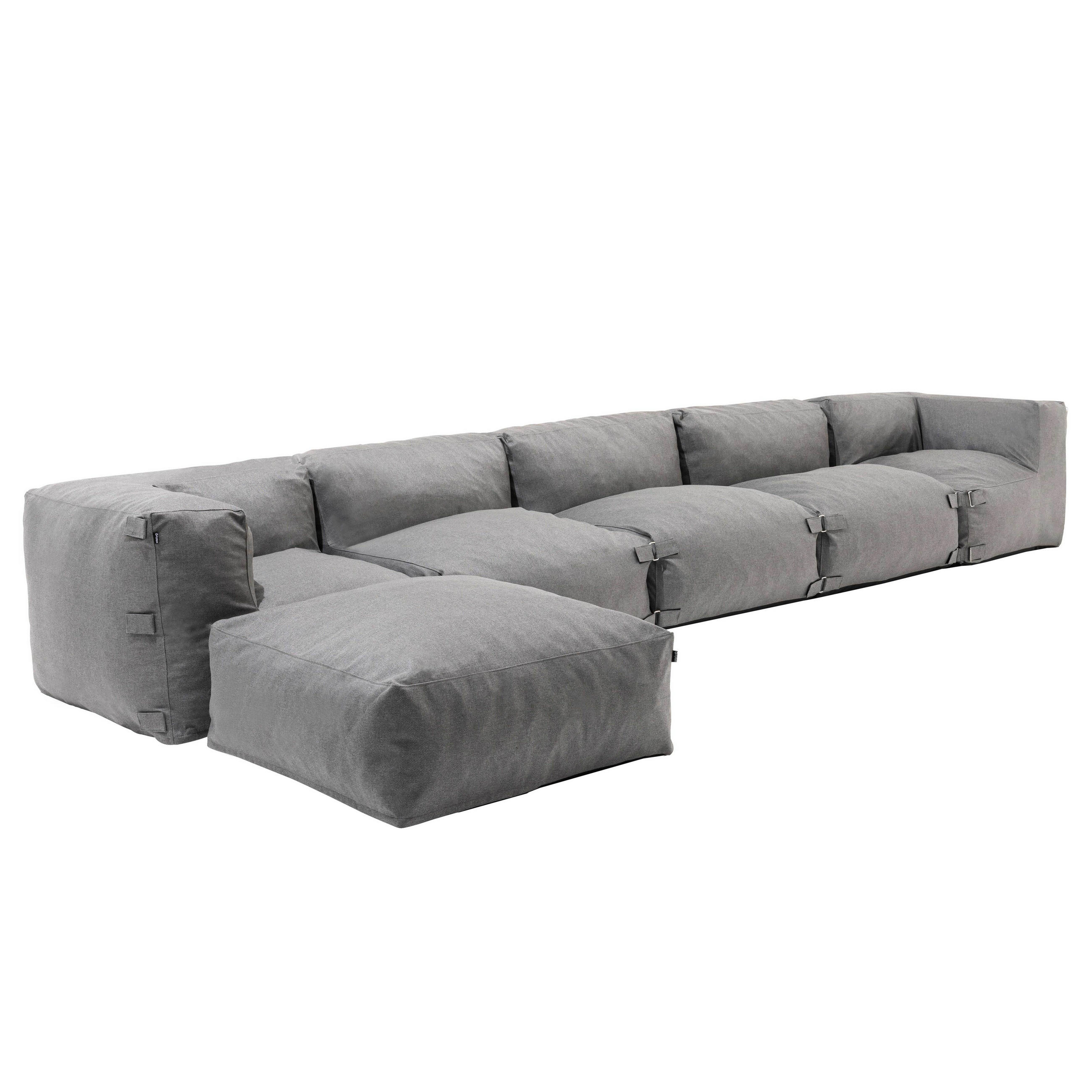 GARTENSOFA mit 6 Sitzplätzen, Grau - Grau, Textil (85/65/510cm) - Oviala