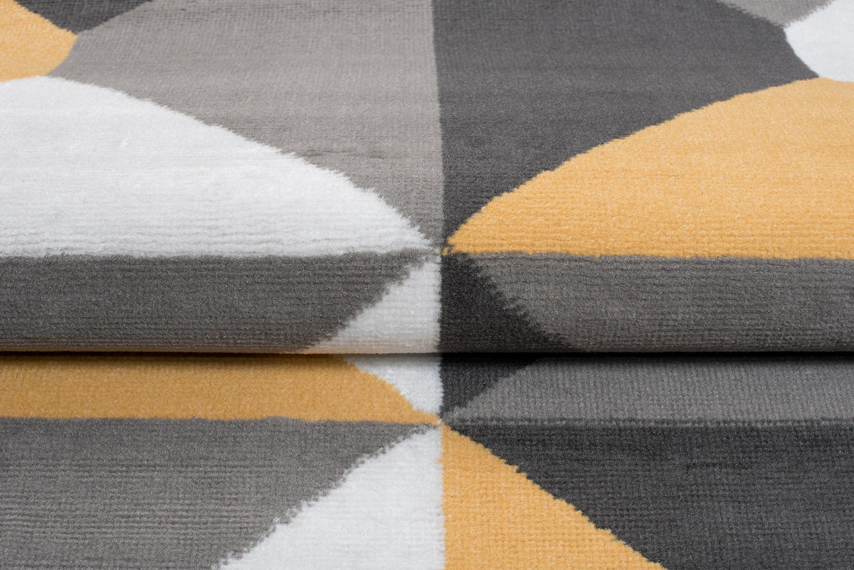 TEPPICH MAYA Gelb Vierecke Geometrisch Figuren 200/250 cm - Gelb, Textil (200/250cm) - Tapiso