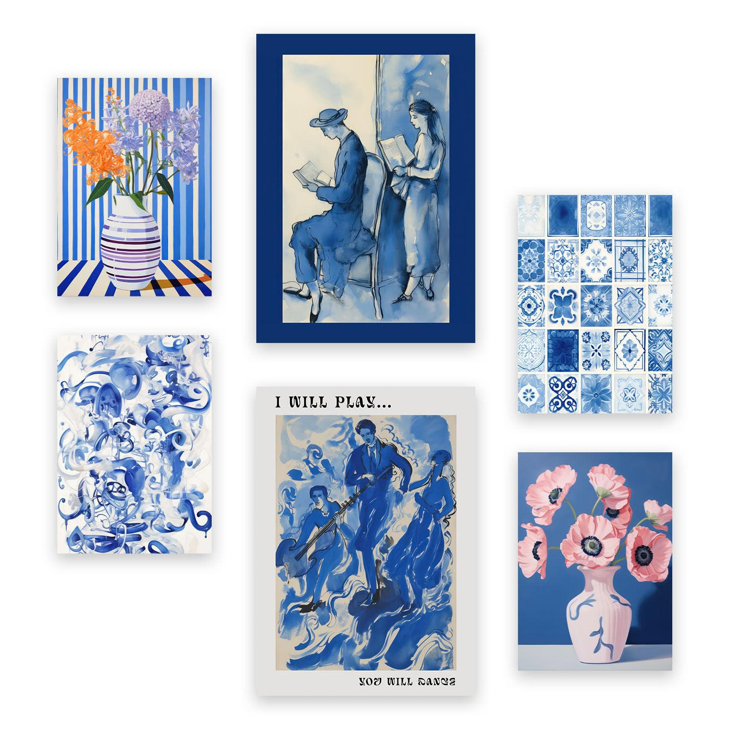 POSTER Set Mit 6 Erfolgreiche Gemälde In Vielseitiger Stil A3 & A4 Rahmenlos - Klar, Papier (29/3cm) - Nacnic