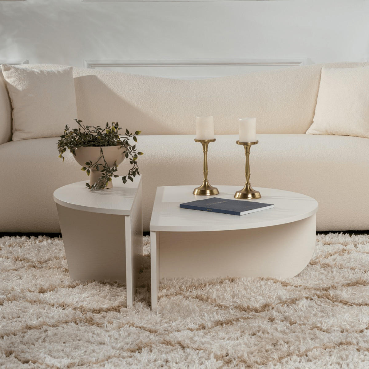 COUCHTISCH orion weiss - Eiche Bianco, Holzwerkstoff (9.5/90/35cm) - Calicosy