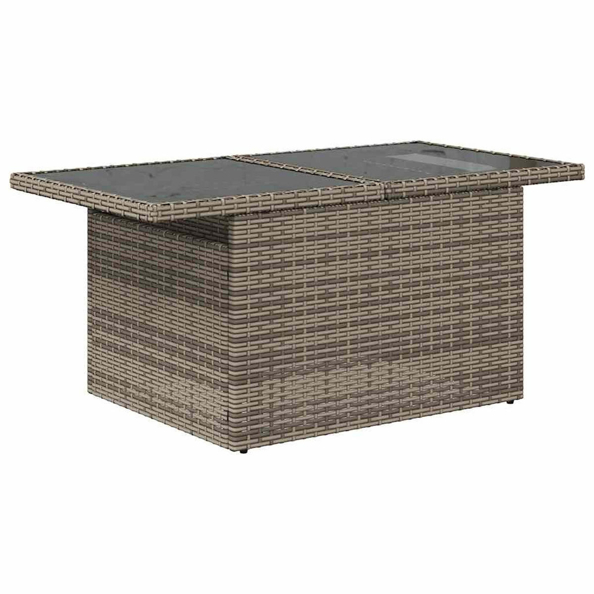 GARTENTISCH Mit Glasplatte Grau 100/55/73 Cm Poly Rattan - Grau, Kunststoff (55/100/73cm) - vidaXL