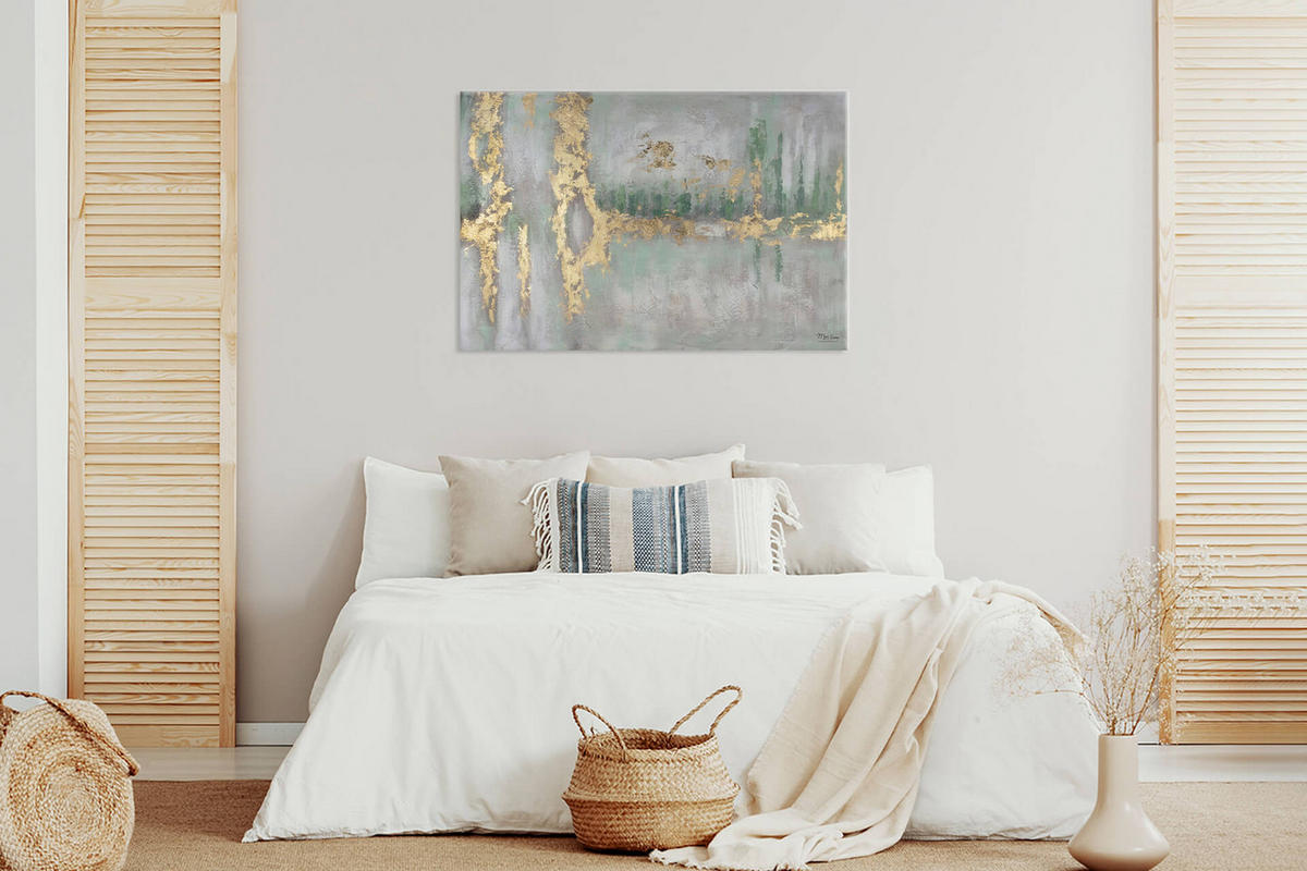 ÖLGEMÄLDE 120/80 cm - Grün, Holz/Textil (120/80cm) - KUNSTLOFT