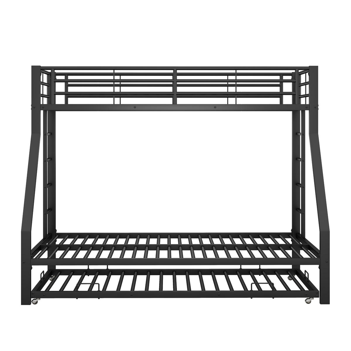 ETAGENBETT 90/190 cm schwarz Metall mit ausziehbarem Bett - Schwarz, Metall (90/190cm) - OKWISH