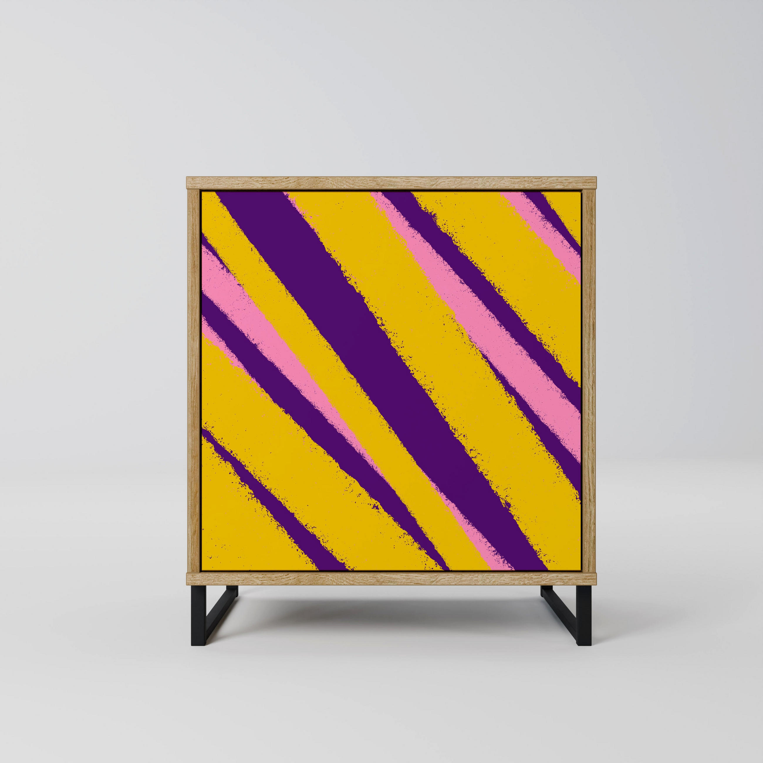 SIDEBOARD DREAMS COME TRUE, Eichefarben, 57,5x42x67,5 cm, Schwarze Metall-Rahmenfüße - Eichefarben/Multicolor, Holzwerkstoff/Metall (57.5/67.5/42cm) - SpaceRebels