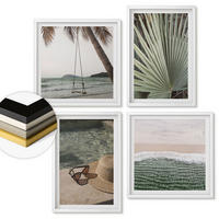WANDBILDER 4er-Set - 50x50 cm & 40x60 cm Weißer Rahmen - Strandschaukel-Blätterurlaub - Weiß, Kunststoff (50/50cm) - ArtPrintCave