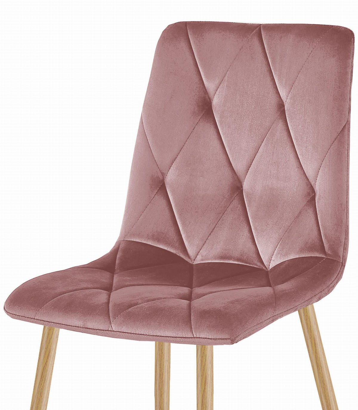 ESSZIMMERSTUHL 4-er Set TYRA rosa Sitz, Beine in Holzfarbe - Pink/Eichefarben, Textil (44.5/87/54.5cm) - Valora