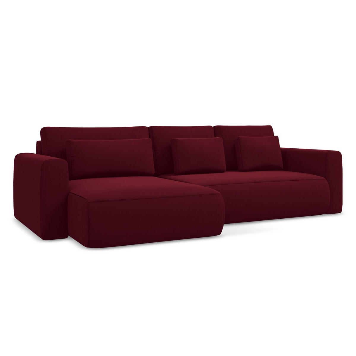 ECKSOFA mit Schlaffunktion Samt Stoff Rot - Bordeaux/Rot, Kunststoff/Textil (149/278cm) - LaMiaSofa
