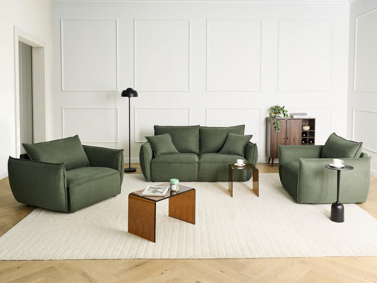 SADA POHOVEK 5-místná Látka Zelená Kunes - zelená barva, textil (190/82/92cm) - Beliani