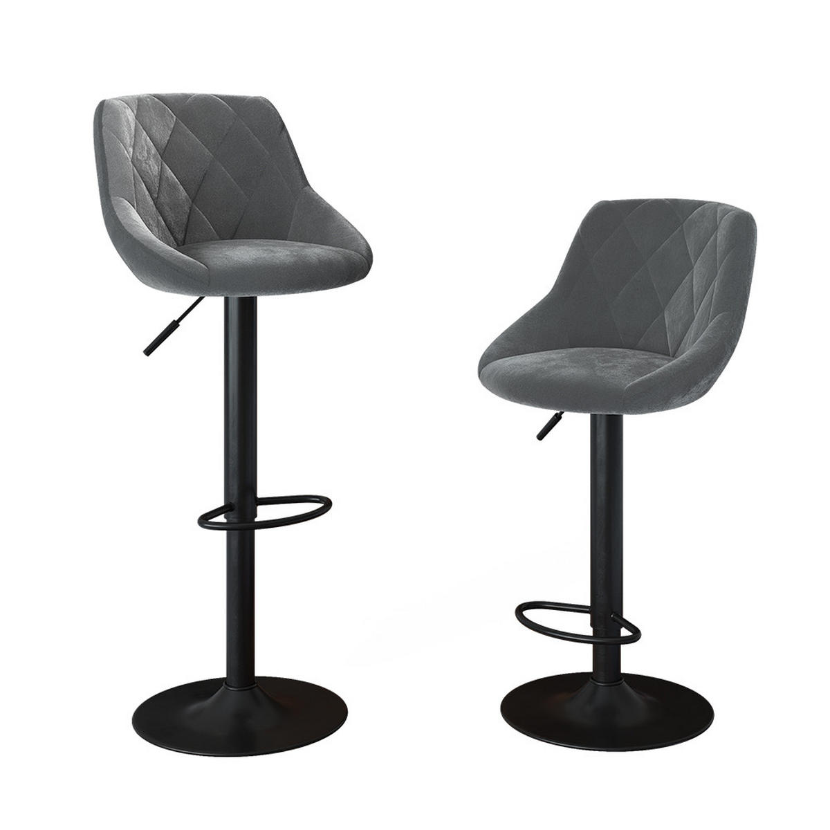BARHOCKER 2ER SET Sena, Grau/Schwarz, 38.5 x 84 cm - Schwarz/Grau, Textil (47.5/84/49cm) - Vicco