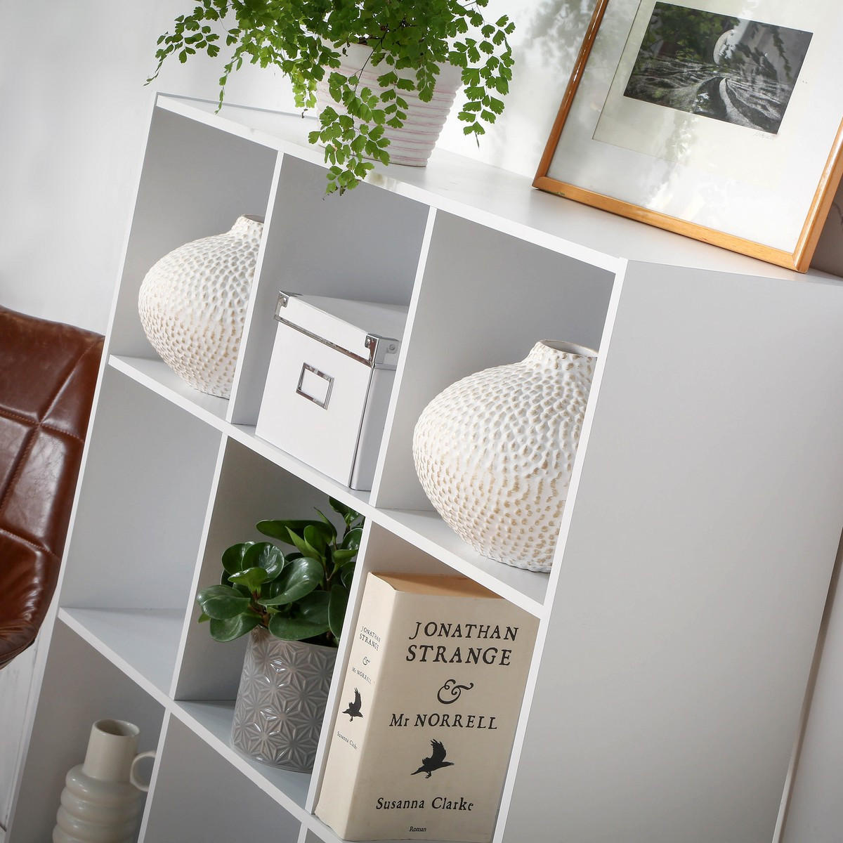 AUFBEWAHRUNGSREGAL mit 12 Fächern - L93 x H124 cm - Weiß, Holzwerkstoff (29.8/124.2/35cm) - Calicosy