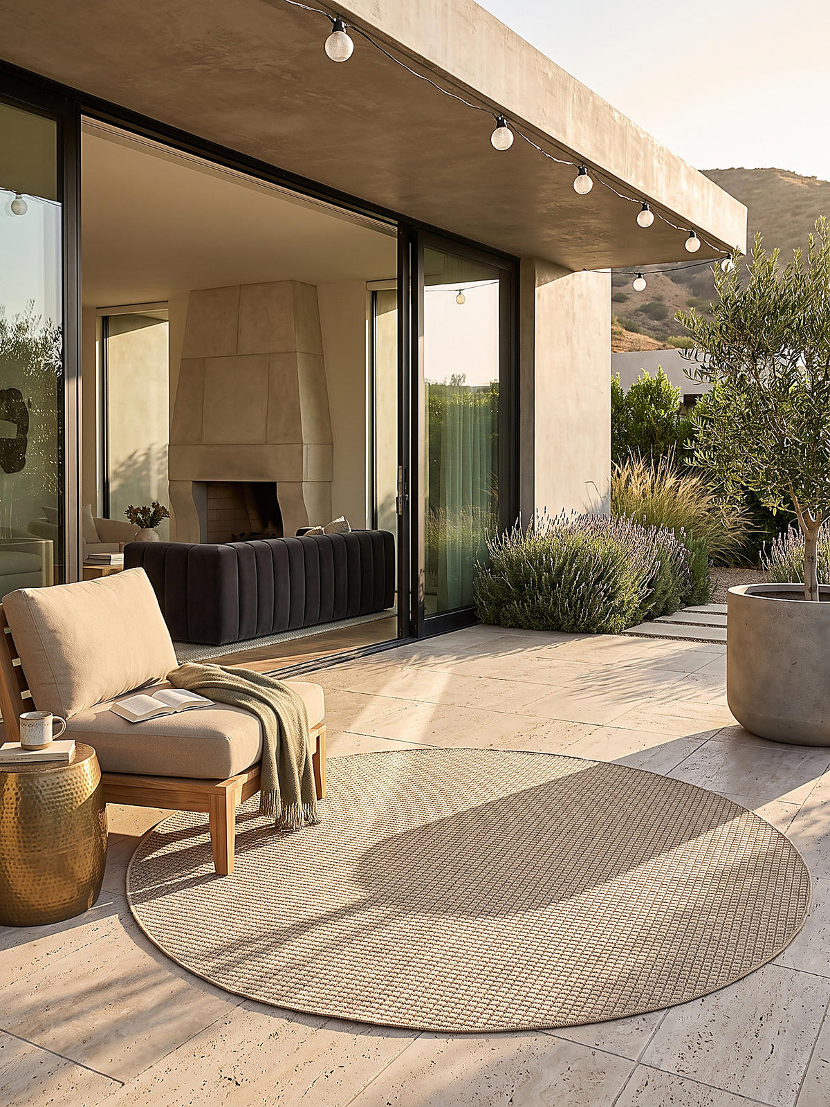 TEPPICH Flachgewebe, Outdoor, Fußbodenheizung-geeignet, VIGOLENO in Sand, Ø 200 cm - Beige, Textil (200/200cm) - KADIMA DESIGN