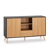 SIDEBOARD Apolo 2 Türen 1 Schublade, Schwarz/Holzfarbe - Schwarz, Holzwerkstoff (136/80/40cm)