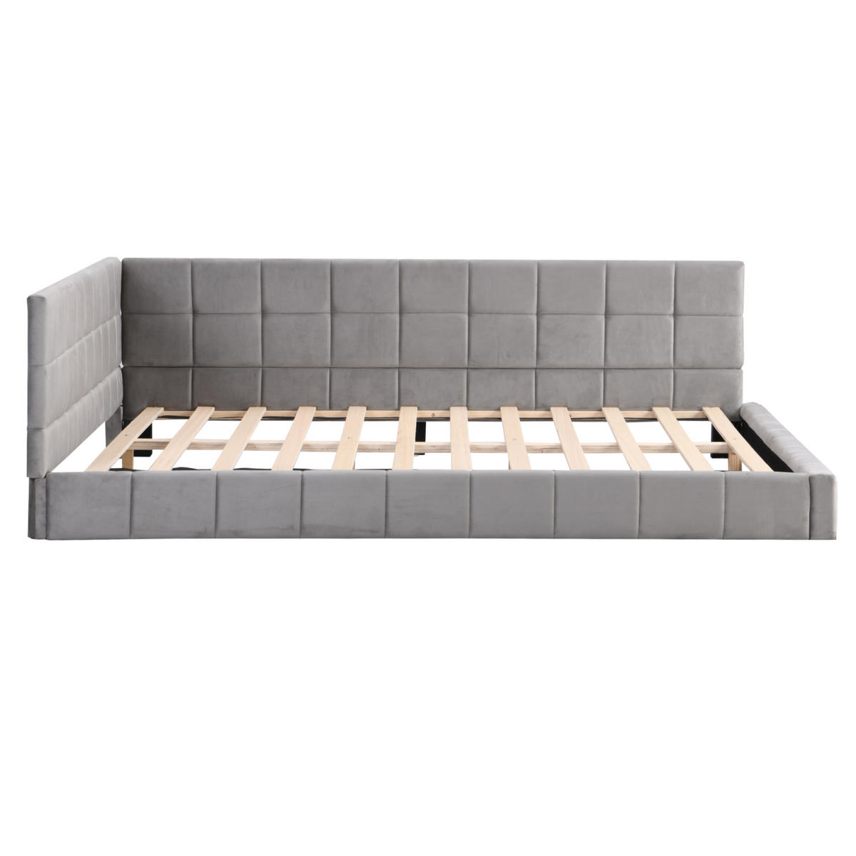 POLSTERBETT 140/200 cm Grau aus Stoff mit Lattenrost - Grau, Leder (140/200cm) - OKMYHOME