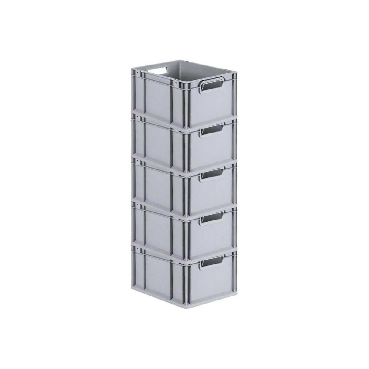 EUROBOX 5x Nextgen Economy Mit Scharnierdeckel Grau/GrünGriffe Offen 20 Liter - Grün, Kunststoff (30/22/40cm) - PROREGAL