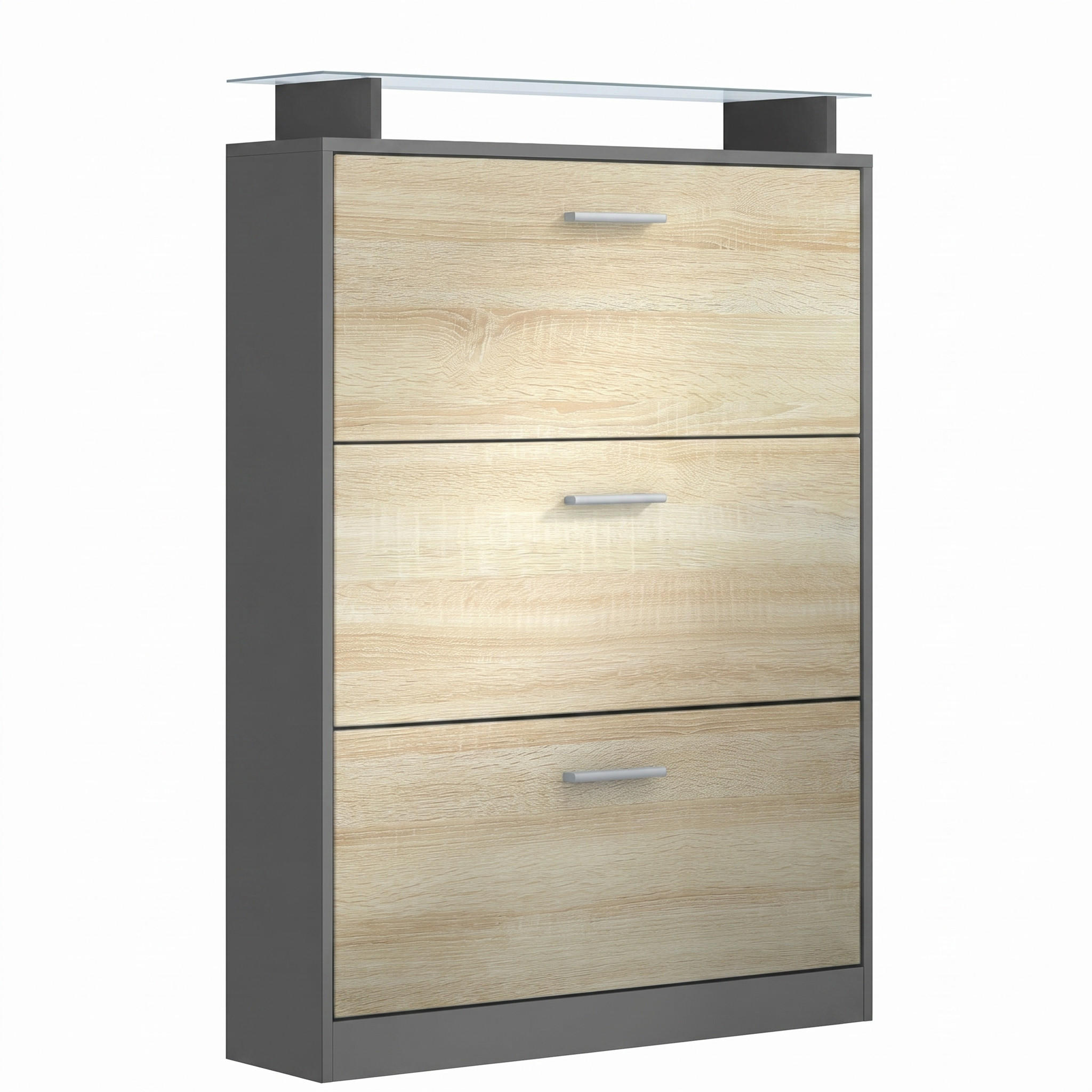 Vladon Schuhschrank Eiche San Remo 89x128x23 cm