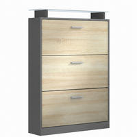 SCHUHSCHRANK Lavia Front in Eiche sägerau - Eiche San Remo, Holzwerkstoff (89/128/23cm) - Vladon