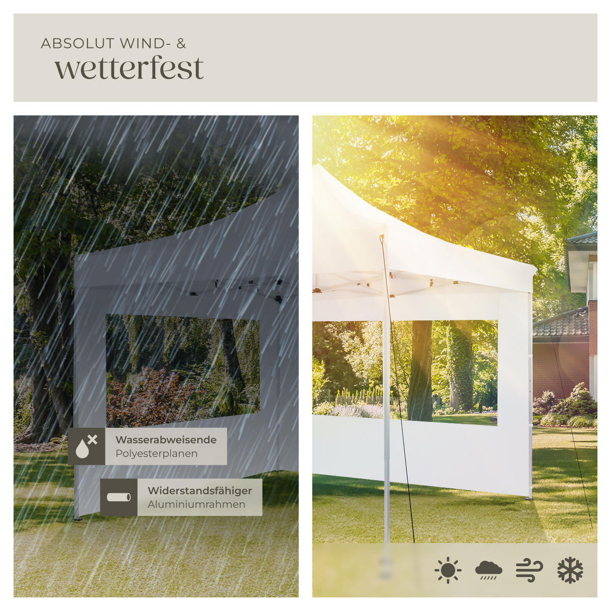 PAVILLON Olivia,inklusive Spannseilen, Heringen und Tragetasche,weiß - Weiß, Kunststoff (300/280/300cm) - tectake