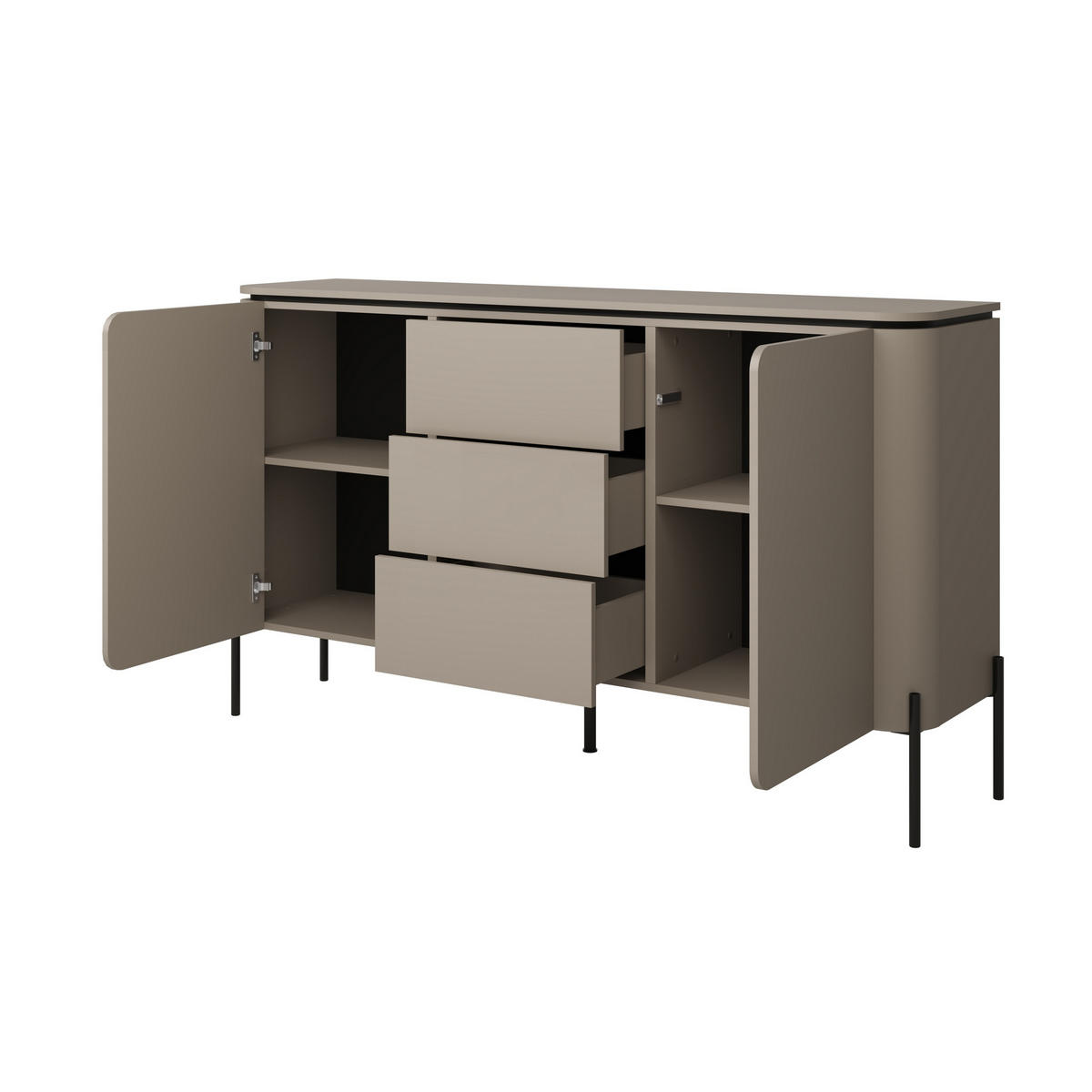 SIDEBOARD BELTA 162,8x39,5x94,3 cm mit 3 Schubladen und 2 Türen Congo - Beige, Holzwerkstoff (162.8/94.3/39.5cm) - MASSENO