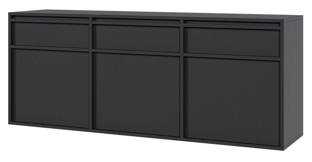 SIDEBOARD Evo Schwarz 154 cm - Anthrazit, Holzwerkstoff (154/61.6/39cm) - Selsey