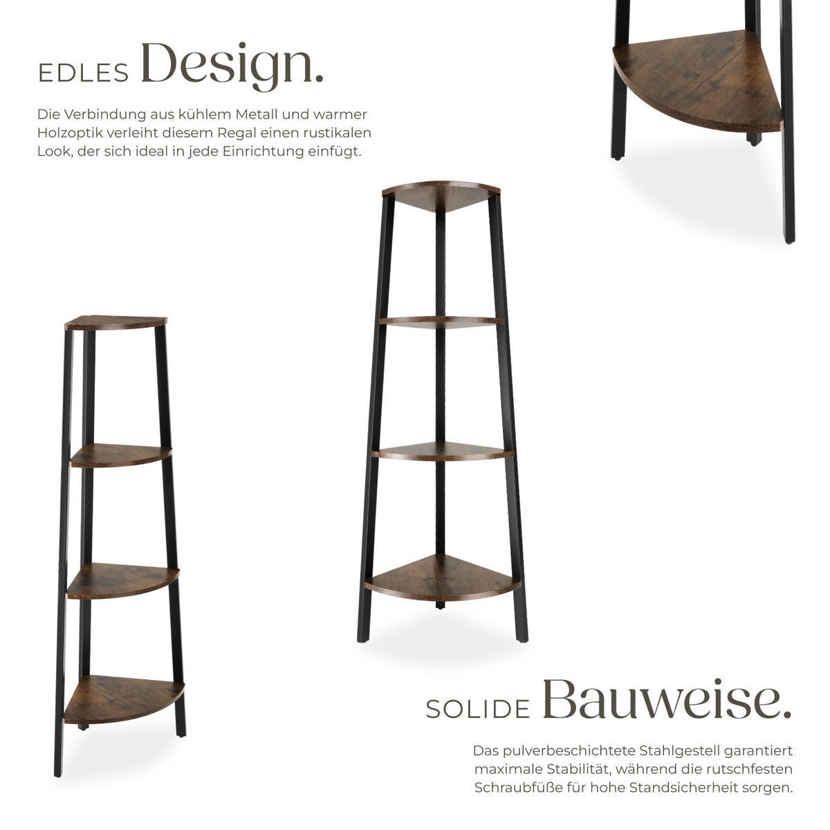 ECKREGAL Newbridge,inklusive Kippschutz, 34 x 34 x 125 cm,Industrial Holz dunkel, rustikal - Rostfarben, Holzwerkstoff (34/125/34cm) - tectake