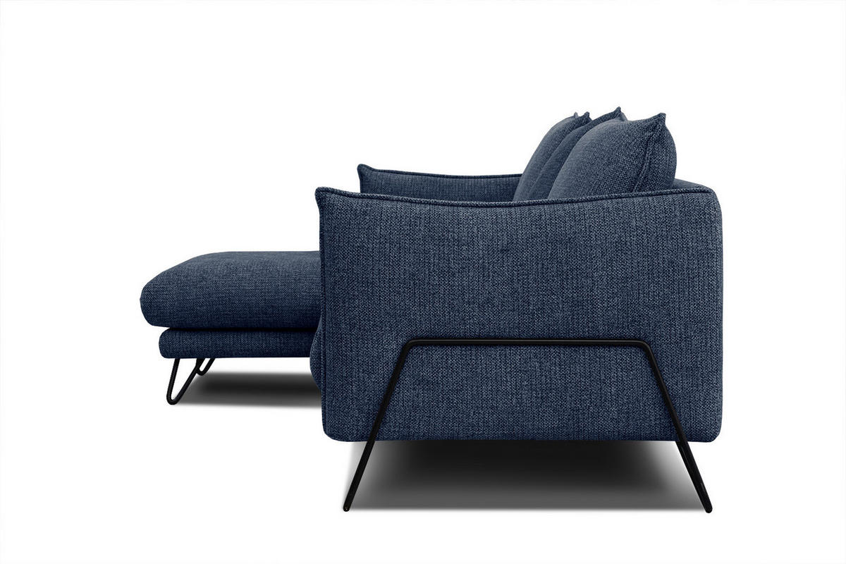 ECKSOFA HOSTEN 4-Sitzer, dunkelblau - Schwarz/Dunkelblau, Holzwerkstoff/Textil (158/269cm) - Courtois Laville