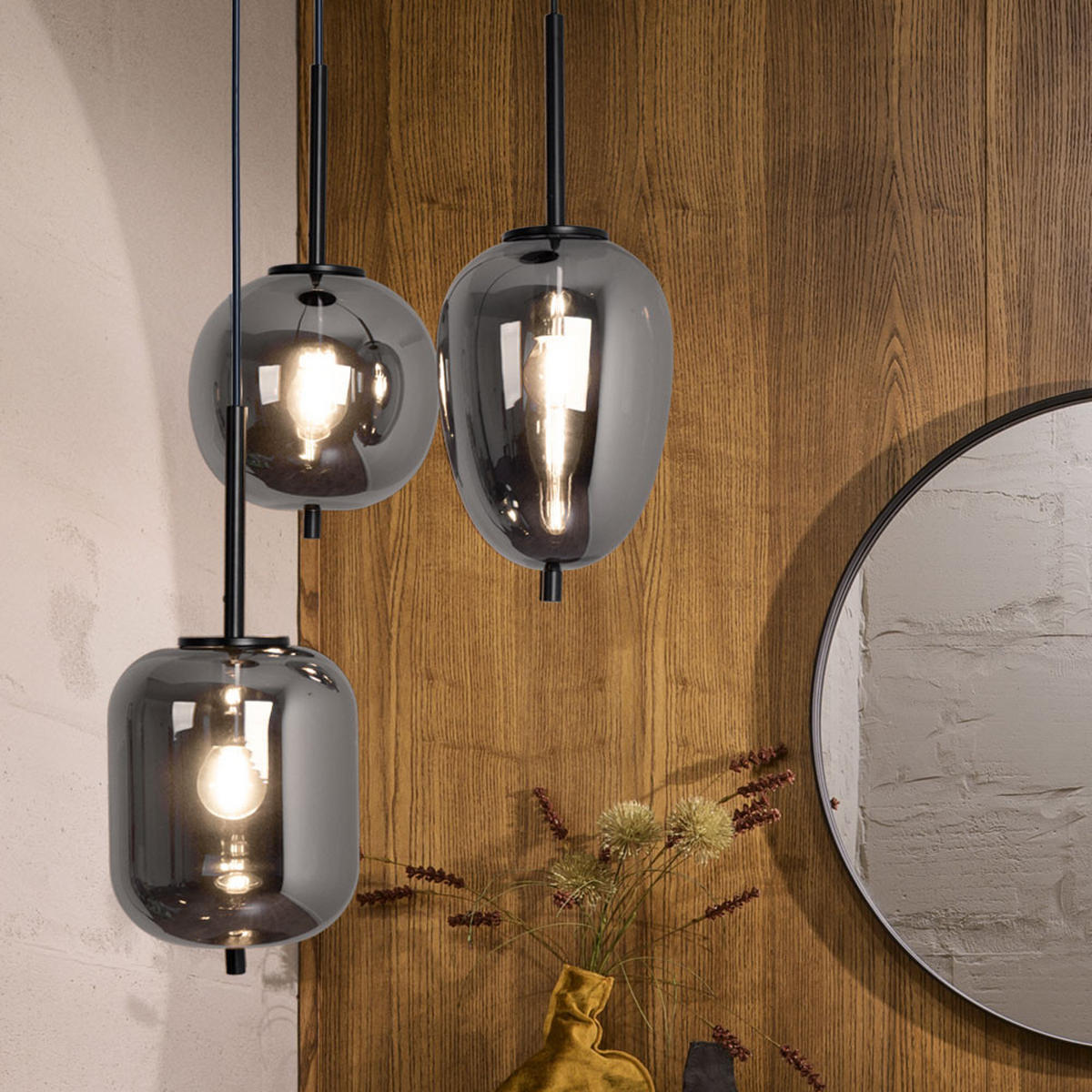 LED HÄNGELEUCHTE Metall Grau - Grau, Glas (46/46/120cm) - Globo Lighting