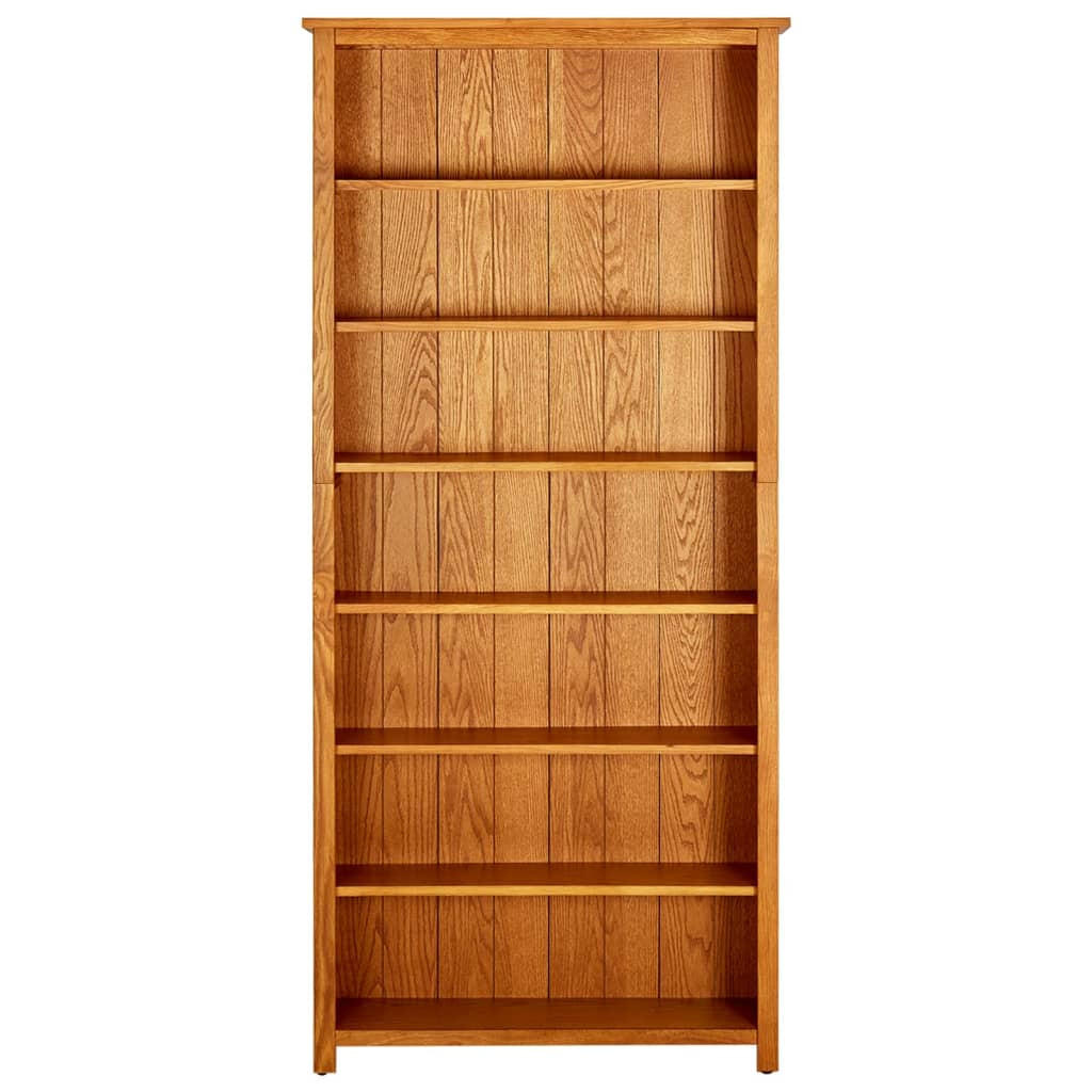 BÜCHERREGAL 7 Fächer 90x22,5x200 cm Massivholz Eiche - Braun, Holz (90/200/22.5cm) - furnicato