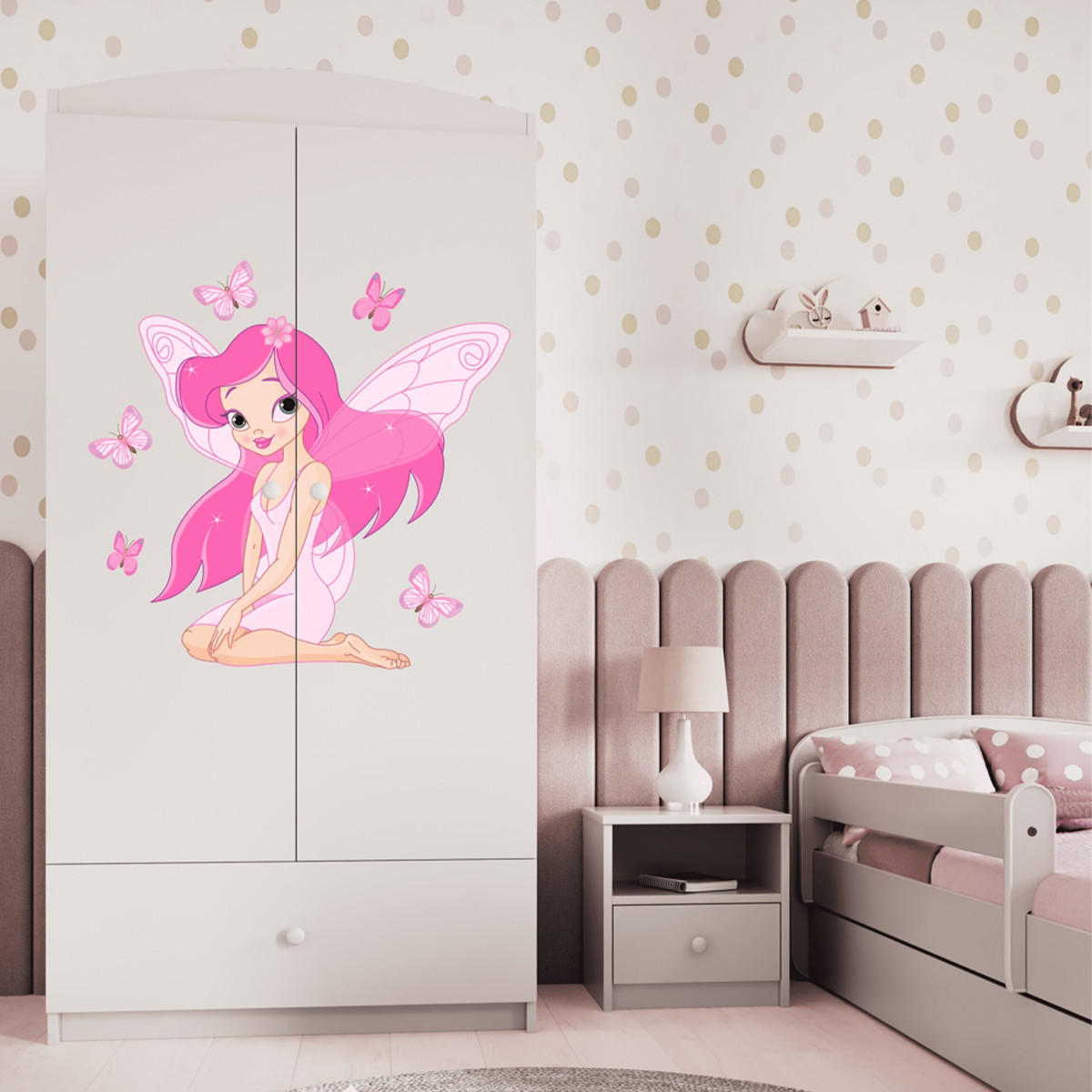ORMAR 2 vrata Bijeli - pink/bijela, drvni materijal (90/187/57cm) - Petits-meubles