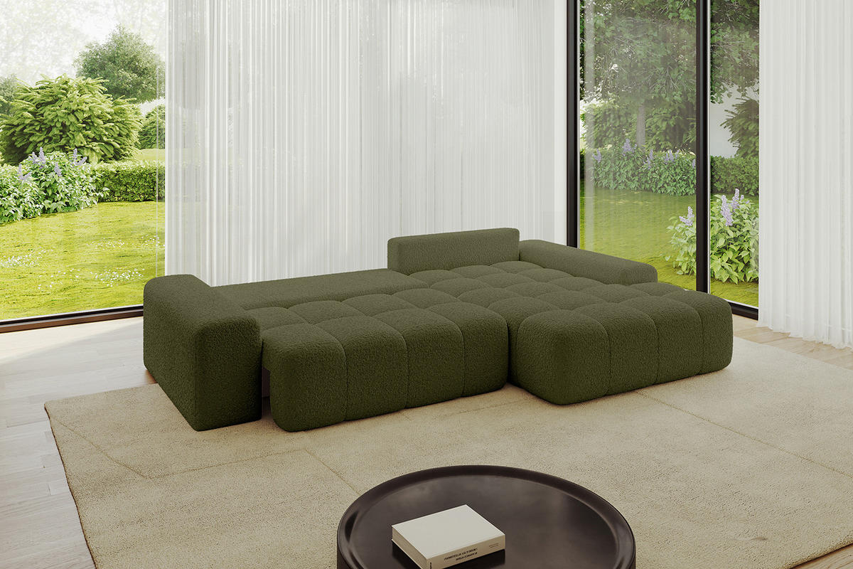 ECKSOFA Ottomane Rechts ENSI-L - 267x164x88 cm Olivgrün - Olivgrün, Holzwerkstoff/Kunststoff (164/267cm) - ALTDECOR