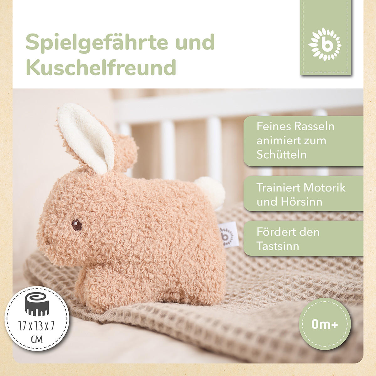 KUSCHELTIER Hase aus Boucle - Ab Geburt - Braun, Textil (13/17cm) - Bieco Spielwaren