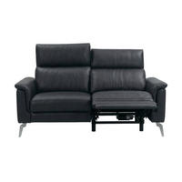 2-SITZER Sofa Borea Echtleder mit 1 x Relaxfunktion Schwarz - Schwarz, Leder/Metall (176/102/98cm)