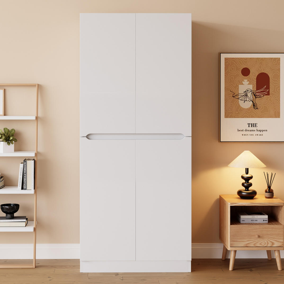 KLEIDERSCHRANK 70 x 40 x 170 cm aus Holz mit Doppeltür, Weiß - Weiß, Holz (40/170/70cm) - OKMYHOME