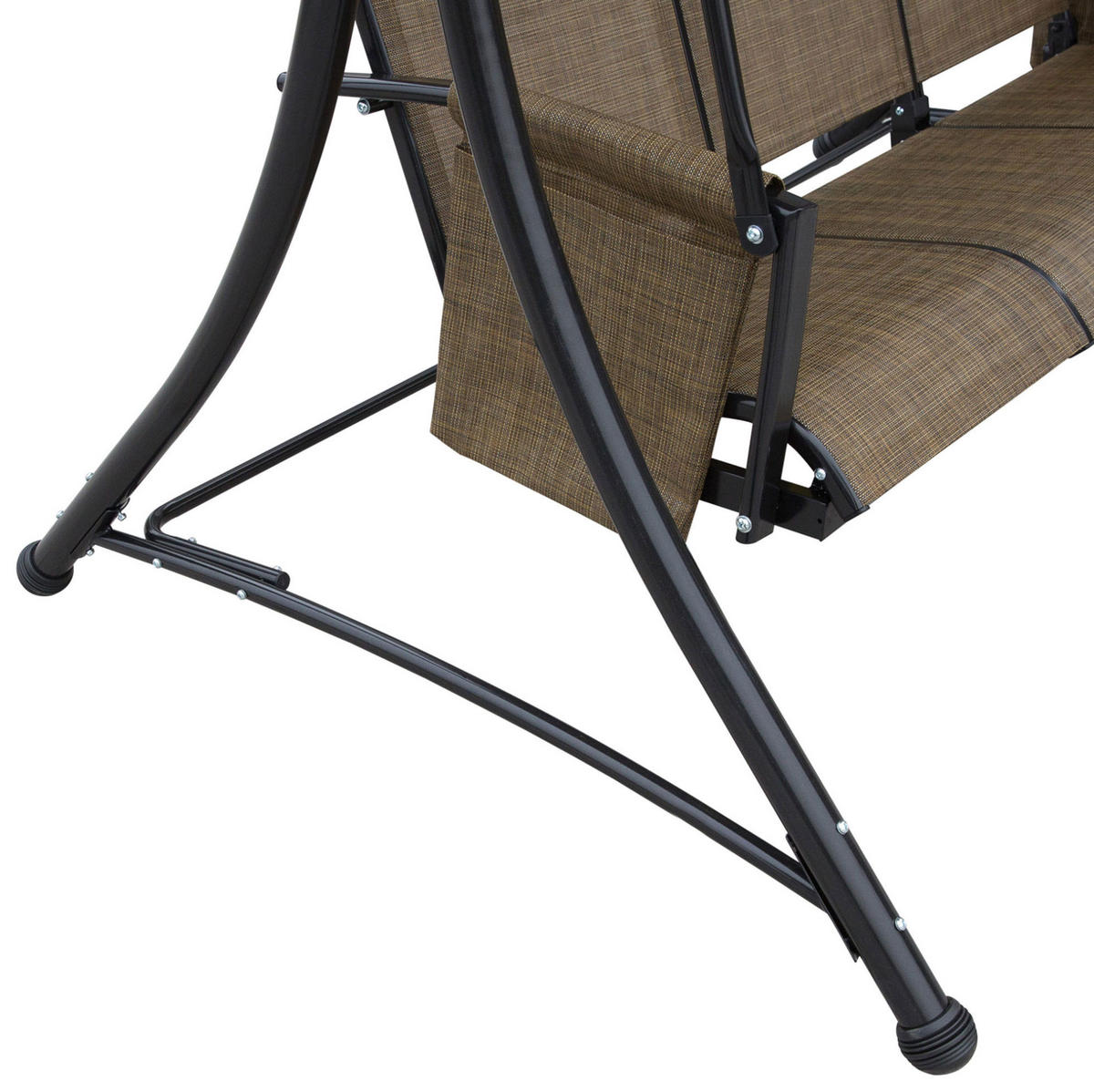 HOLLYWOODSCHAUKEL aus Metall 196 x 128 x 172 cm in Braun mit verstellbarem Sonnendach - Braun, Metall (128/172/196cm) - Modfu