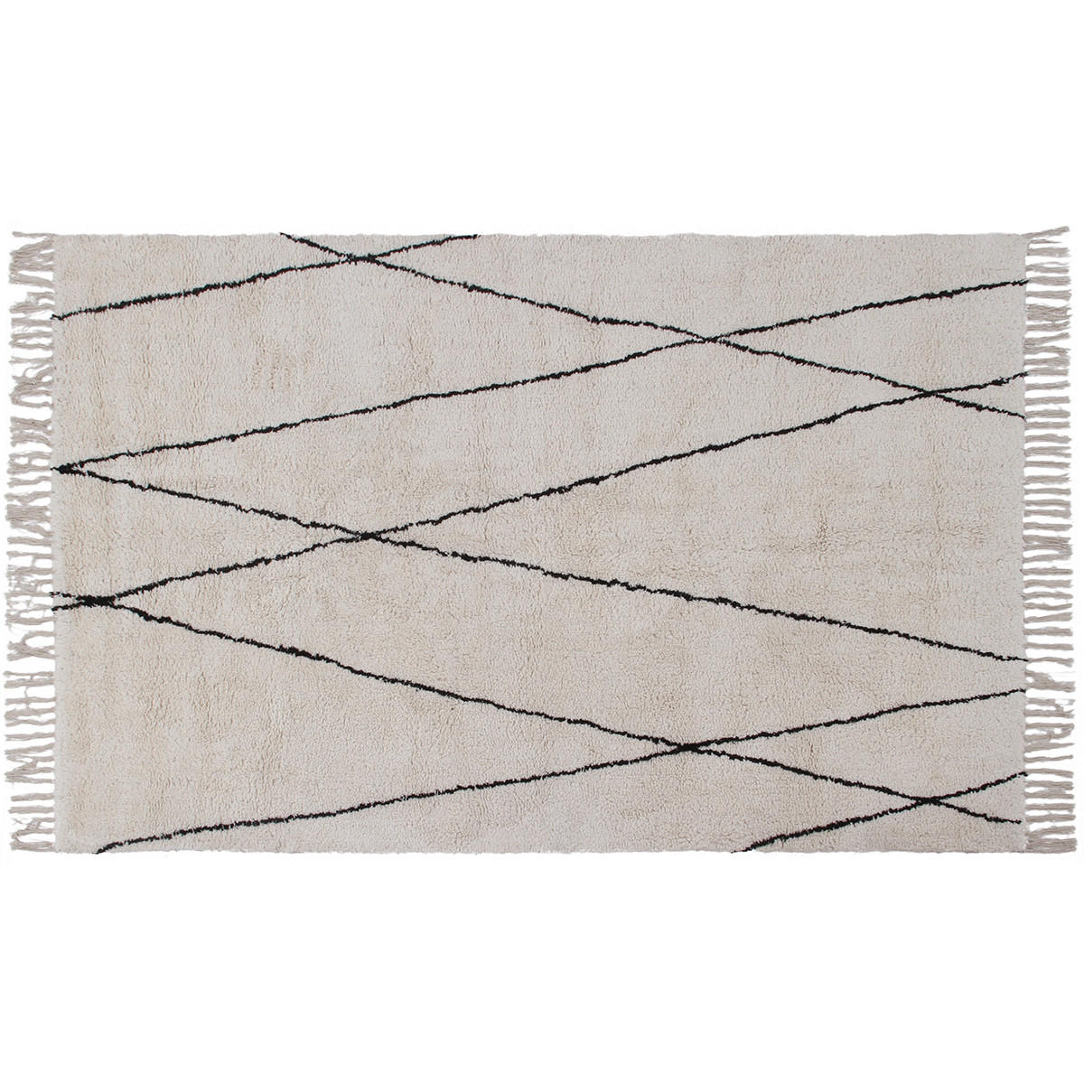 BERBER-TEPPICH Baumwolle Ecru 160x230 cm HODNA - Weiß, Textil (160/230cm) - Miliboo