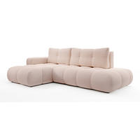 ECKSOFA L Form Hosio Hellcreme-Rosa 286/177/88 cm Links mit Schlaffunktion - Pink/Schwarz, Kunststoff/Textil (177/286cm) - AX Living