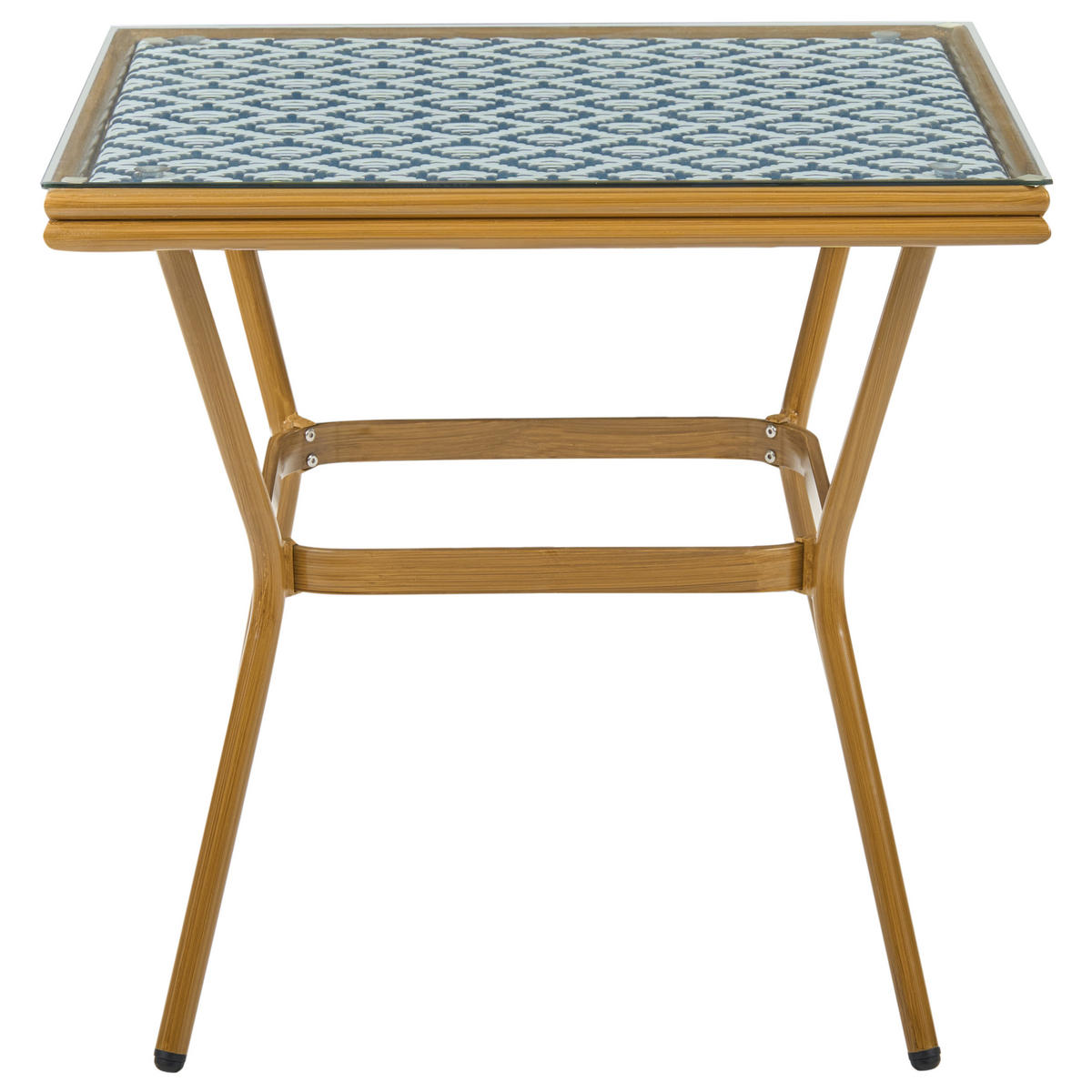 BISTROTISCH Outdoor 80 cm 80 cm Polyrattan Blau/Weiß Caspri - Blau/Weiß, Kunststoff (80/80/77cm) - Beliani