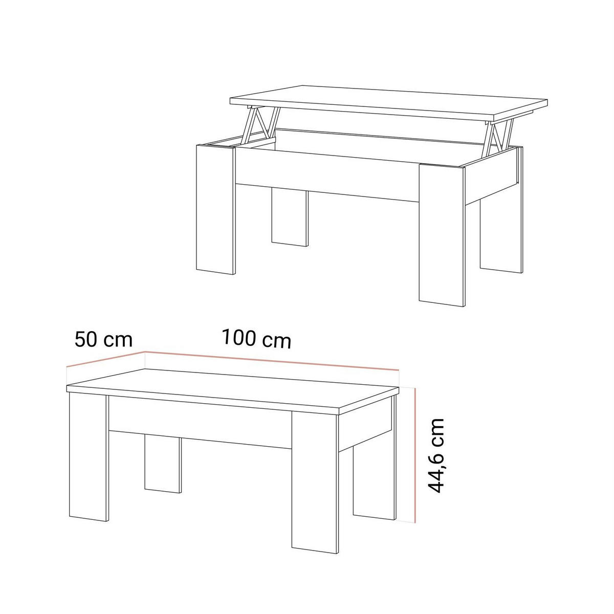 COUCHTISCH APERTO ausklappbar - Hellgrau, Holzwerkstoff (100/45/50cm) - Lookway
