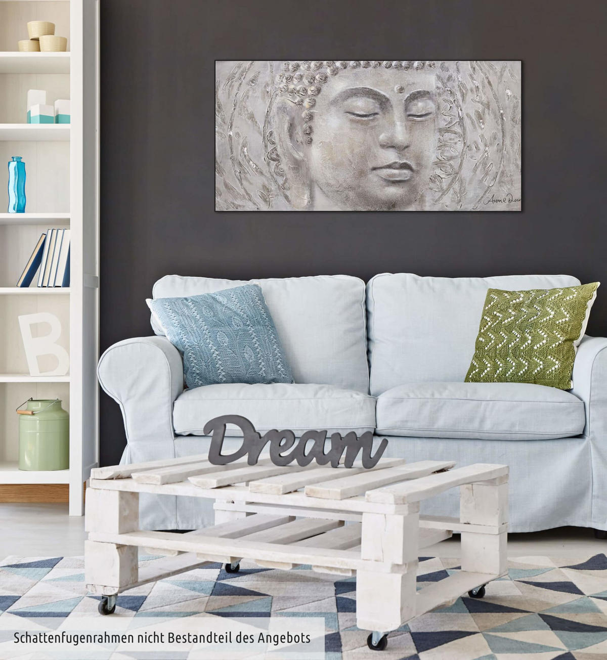 RUČNE MAĽOVANÝ AKRYLOVÝ OBRAZ 120/60 cm, sivý, figurálny motív - sivá, drevo/textil (120/60cm) - KUNSTLOFT