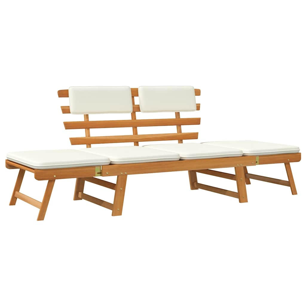 GARTENBANK 2-In-1 Mit Polstern 190 Cm Massivholz Akazie - Creme, Holz/Textil (190/75/68cm) - vidaXL