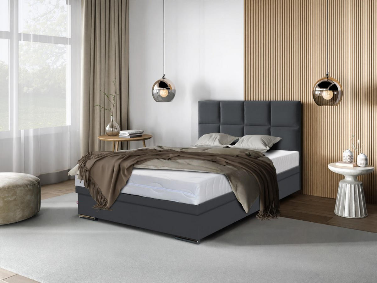 BOXBETT Sizilien 120x200 cm mit Bettkasten, grau - Grau, Kunststoff (120/200cm) - Margaret Hadas24